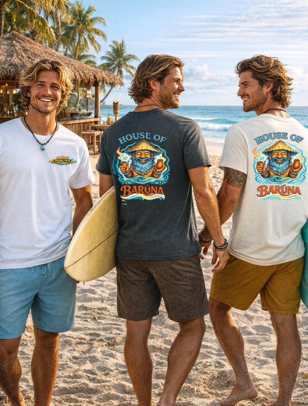 House of Barūna Men's Surf T-Shirt – Vintage Beach Graphic for Surfers