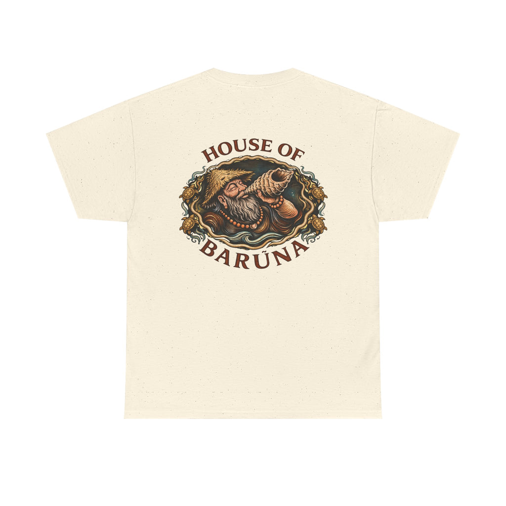 House of Barúna Men's Conch Blower Vintage Logo T'Shirt – Mythic Nautical Heritage Shirt