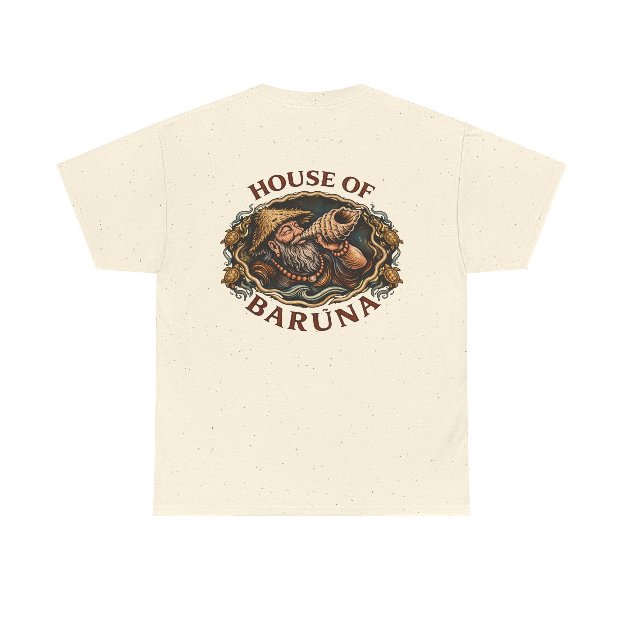 House of Barúna Men's Conch Blower Vintage Logo T'Shirt – Mythic Nautical Heritage Shirt