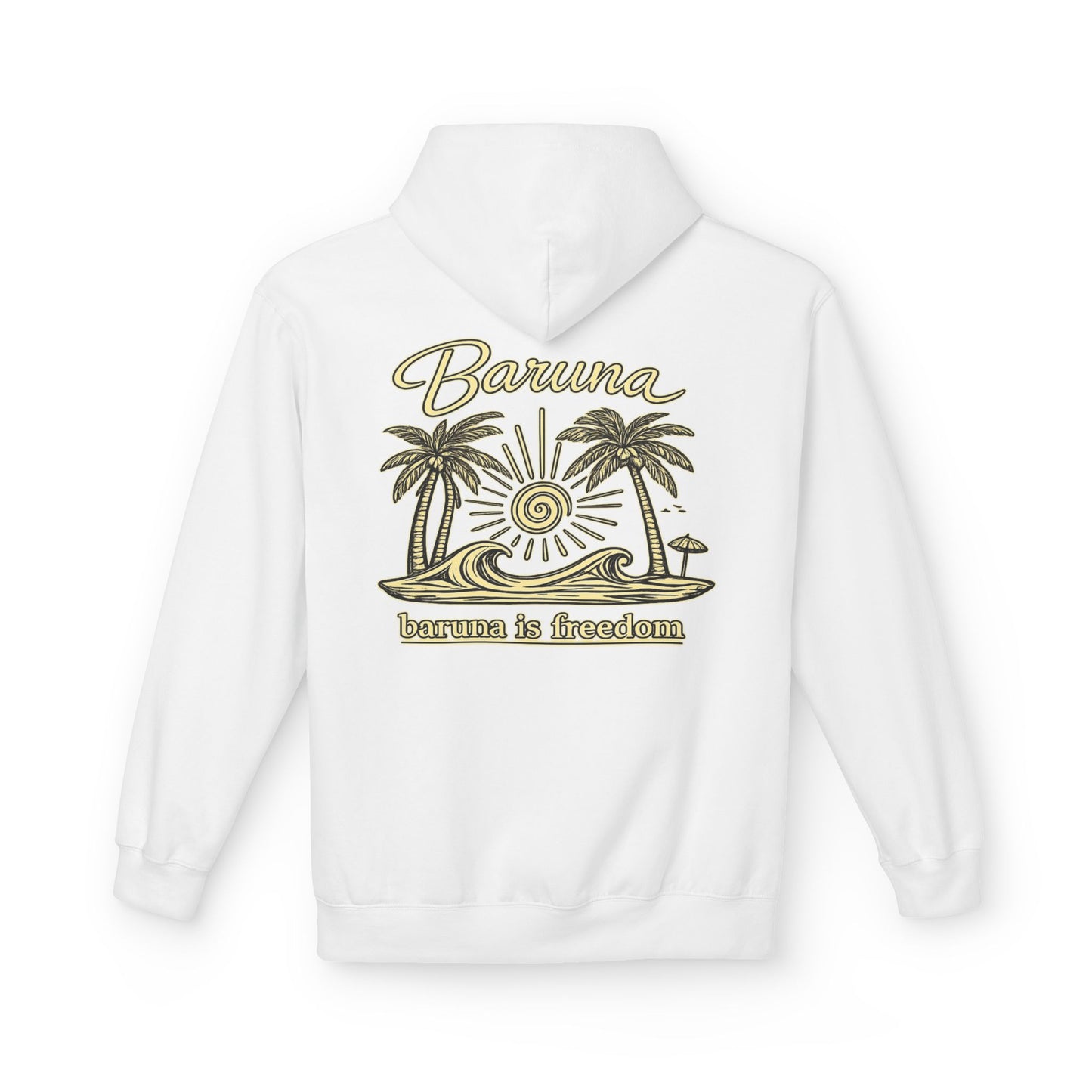 Baruna Island Hoodie — 'Baruna is Freedom' Palm Tree Surf Pullover