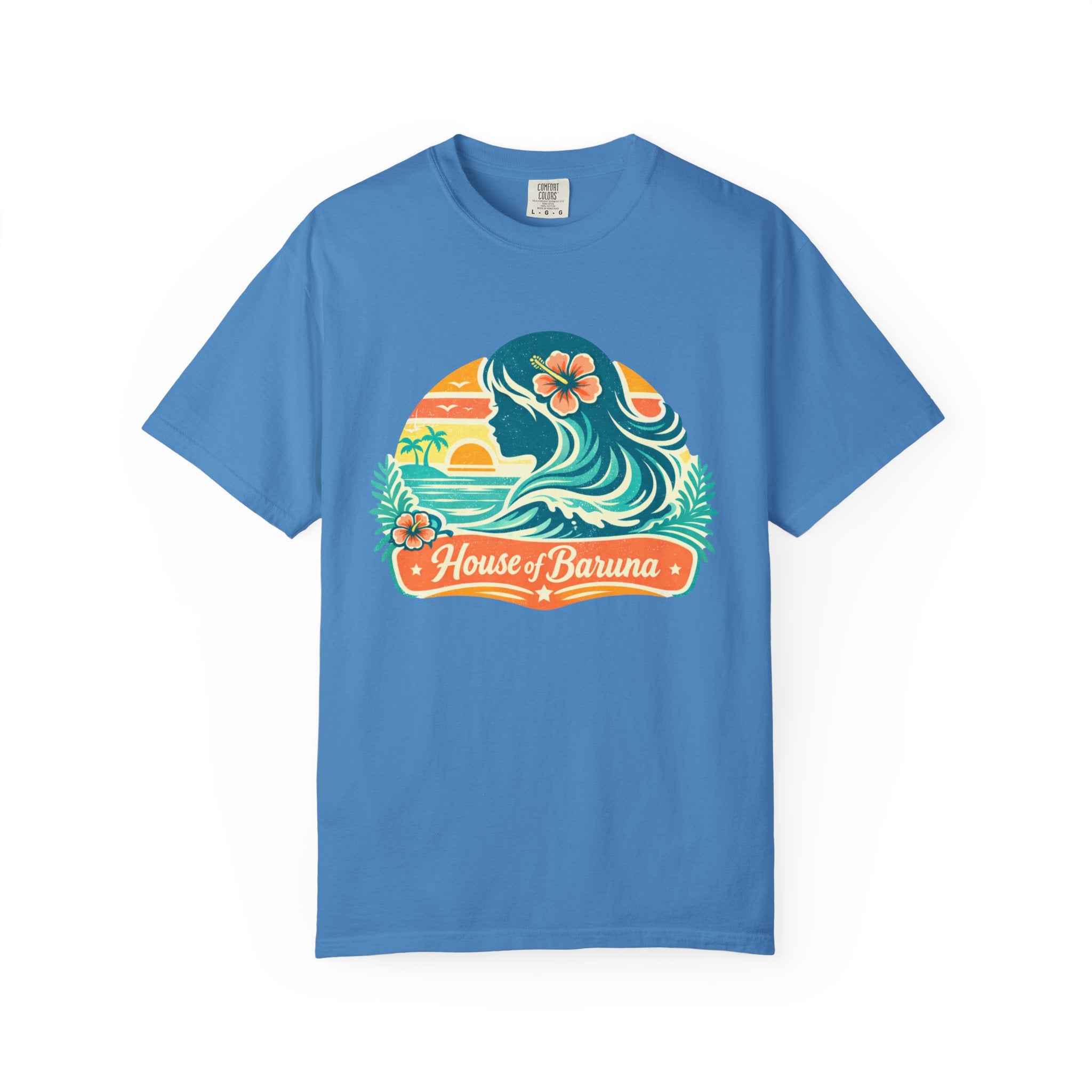 House of Baruna Woman's Surf Wave T-Shirt — Tropical Sunset