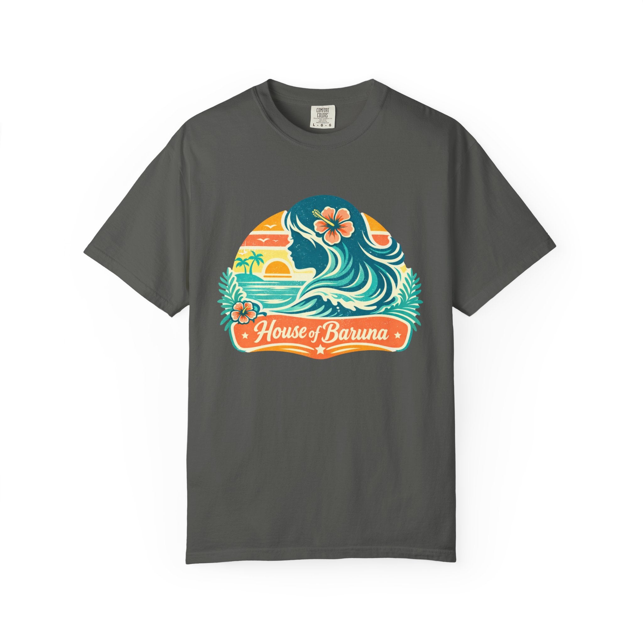 House of Baruna Woman's Surf Wave T-Shirt — Tropical Sunset