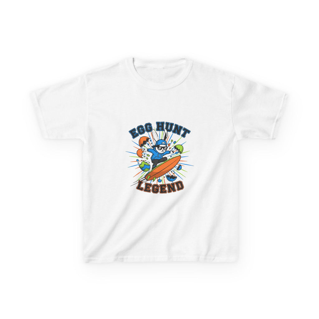 Kids Tee — "Egg Hunt Legend" Easter Bunny Surfing Graphic