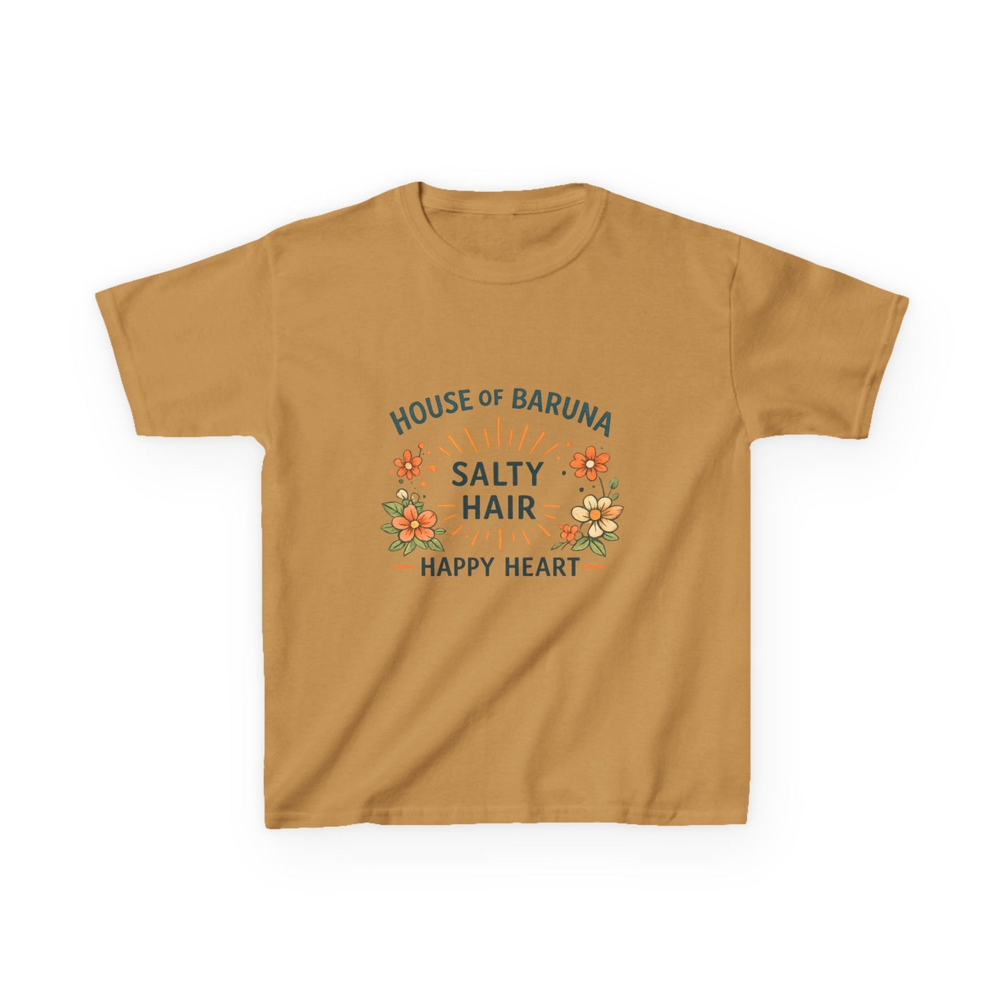 "Salty Hair, Happy Heart" Floral Beach Kid's Tee