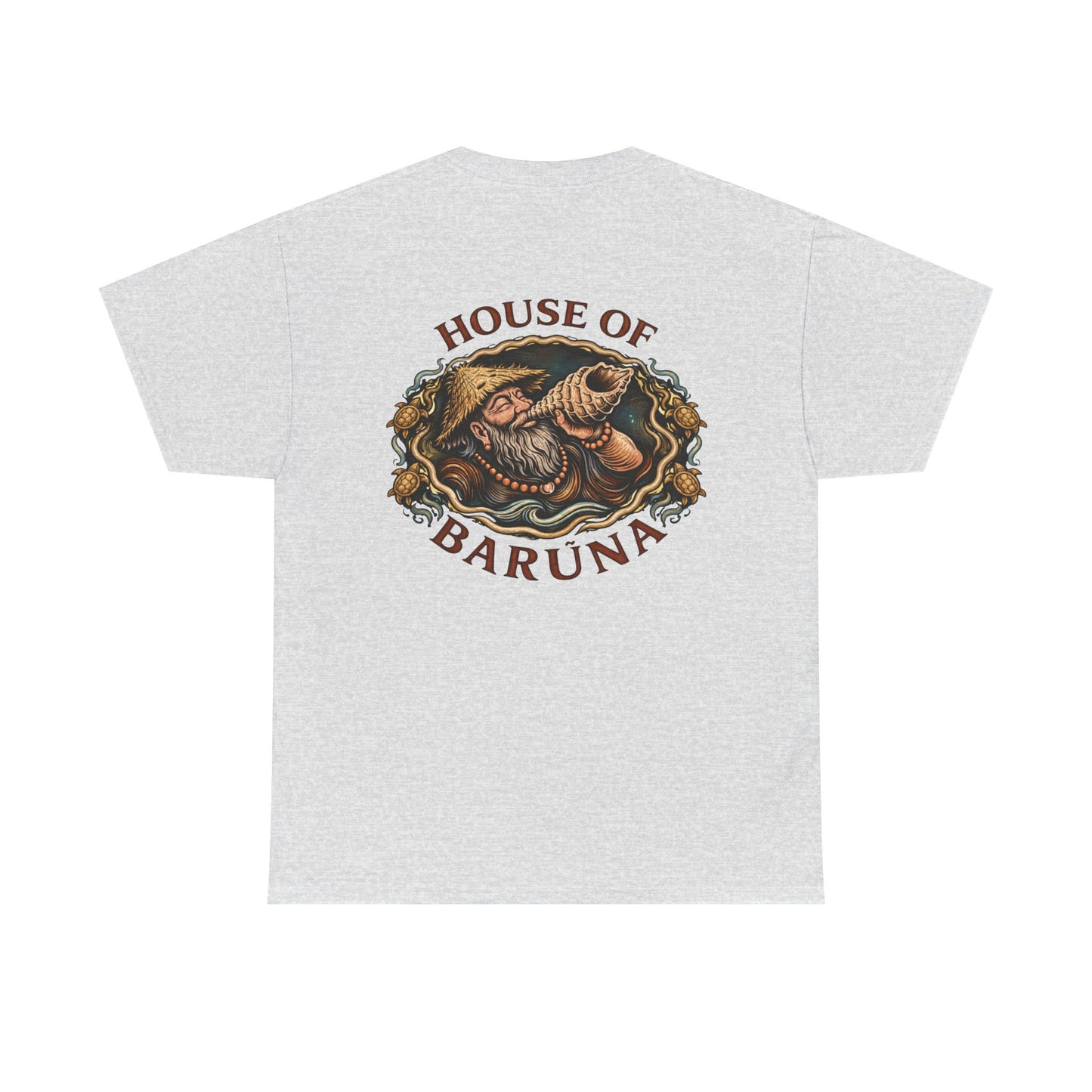 House of Barúna Men's Conch Blower Vintage Logo T'Shirt – Mythic Nautical Heritage Shirt