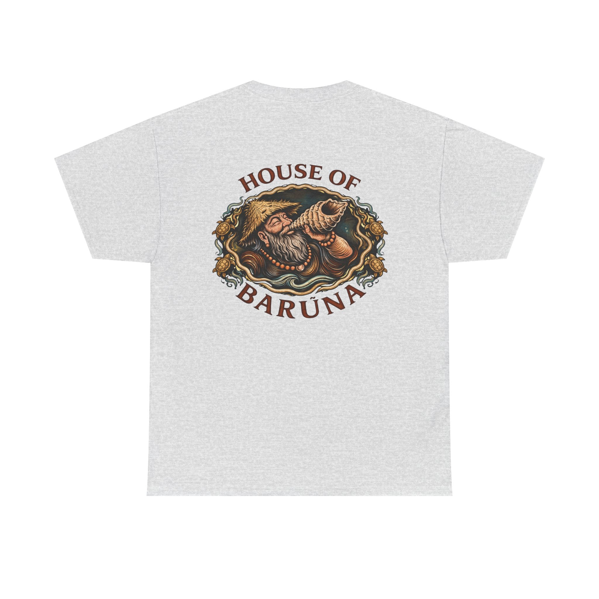 House of Barúna Men's Conch Blower Vintage Logo T'Shirt – Mythic Nautical Heritage Shirt