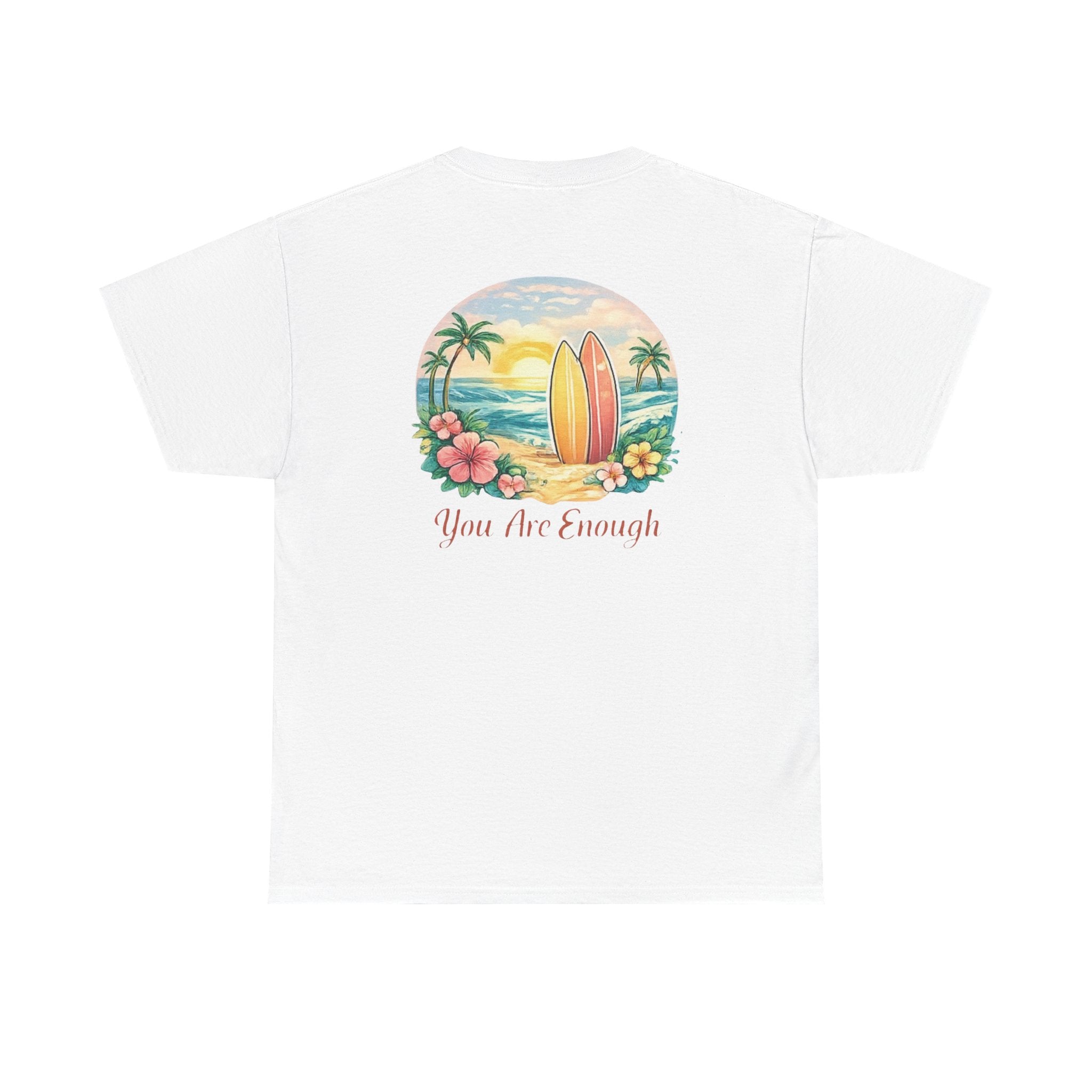 House of Baruna Woman's T'shirt - You Are Enough Tropical Surfboard Tee