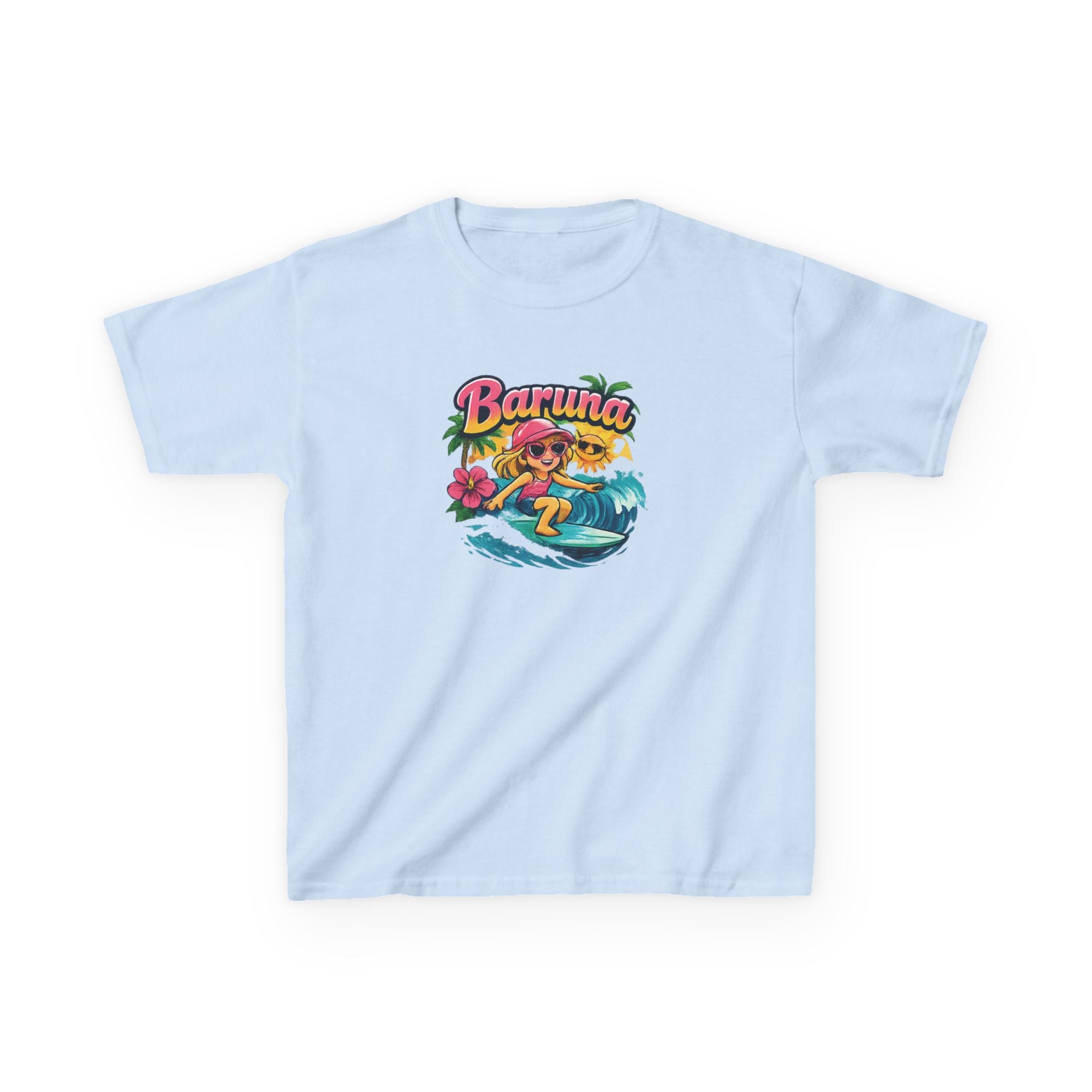 House Of Baruna Kid's T'shirt - Surfing Girl Tropical Beach