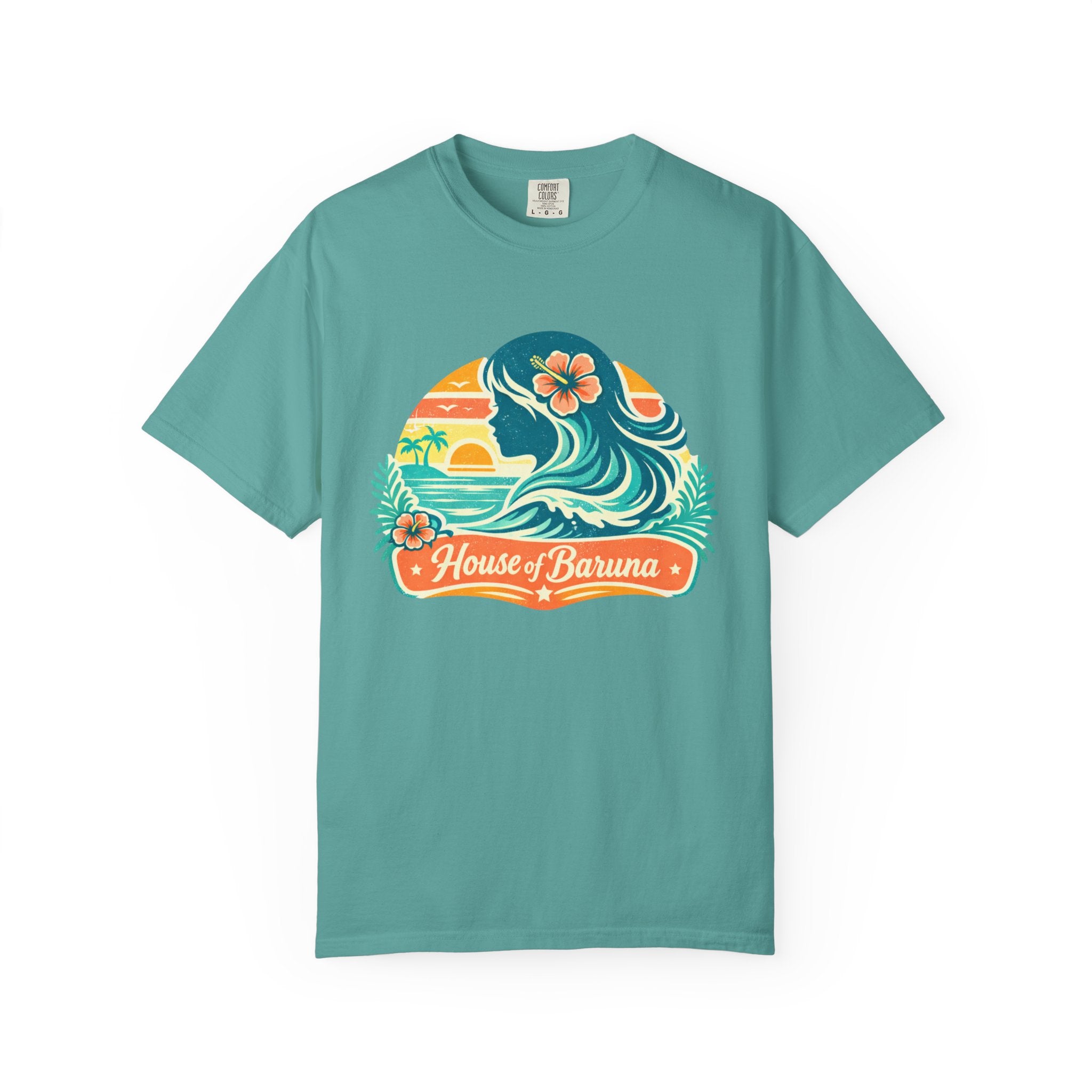 House of Baruna Woman's Surf Wave T-Shirt — Tropical Sunset