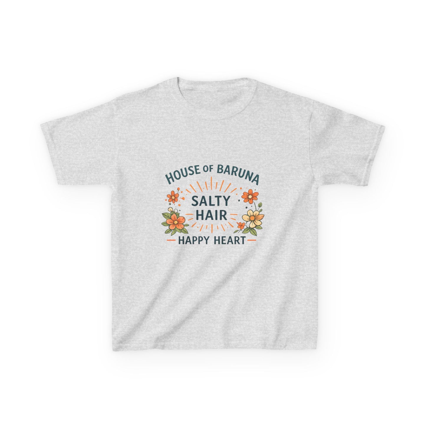 "Salty Hair, Happy Heart" Floral Beach Kid's Tee