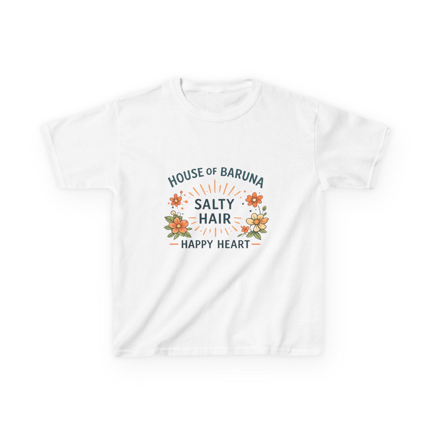 "Salty Hair, Happy Heart" Floral Beach Kid's Tee