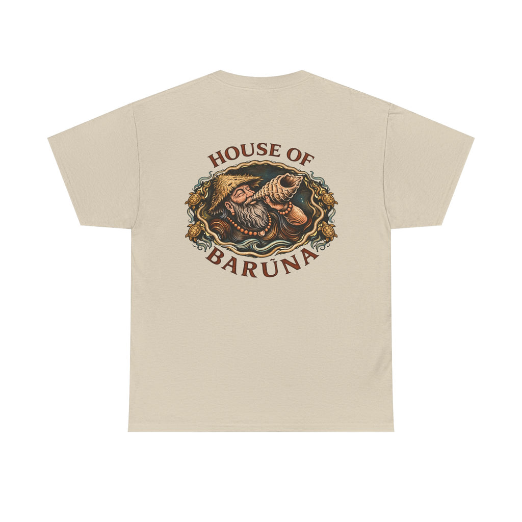 House of Barúna Men's Conch Blower Vintage Logo T'Shirt – Mythic Nautical Heritage Shirt