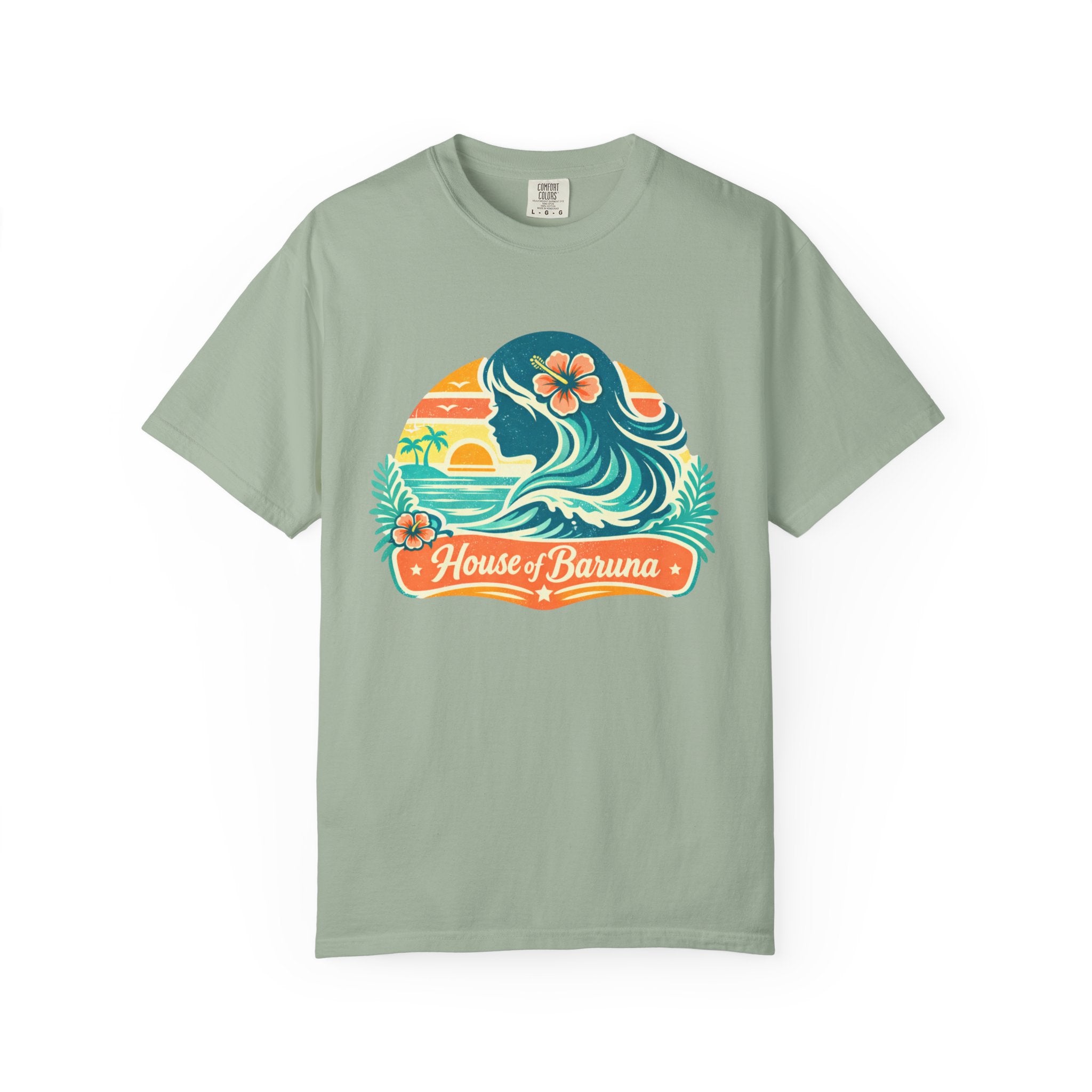 House of Baruna Woman's Surf Wave T-Shirt — Tropical Sunset
