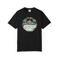 House of Baruna Woman's Sunset T-Shirt — Tropical Palms & Waves Graphic Tee
