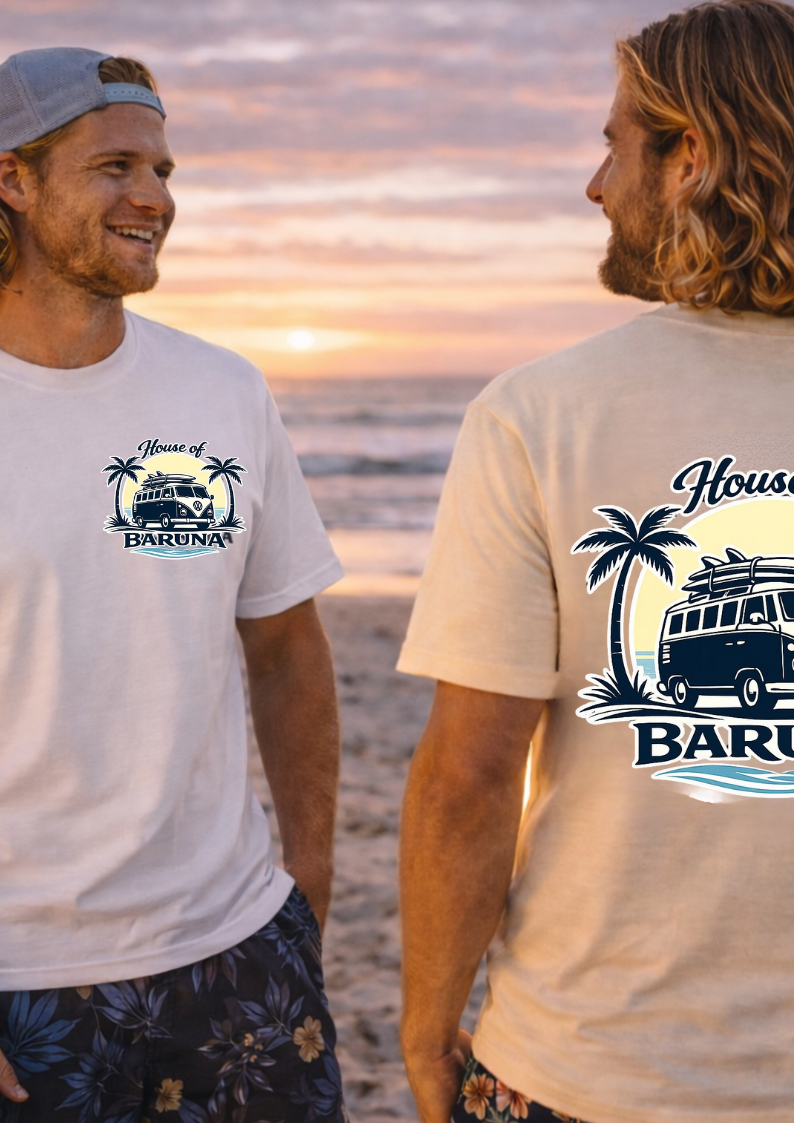 House of Baruna Men's Surf Tee – Vintage Kombi Beach T-Shirt