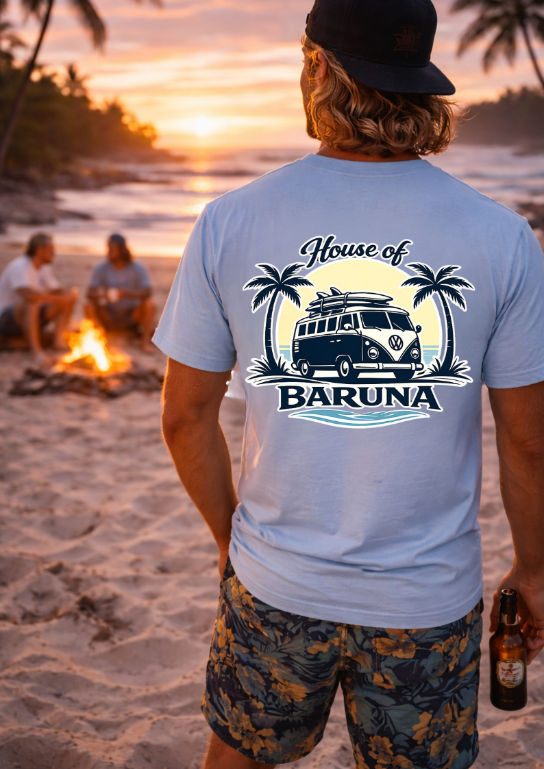 House of Baruna Men's Surf Tee – Vintage Kombi Beach T-Shirt