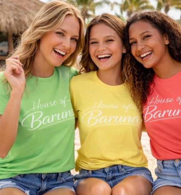 House of Baruna Women’s Beach T'shirt — Coastal Lifestyle Script Logo