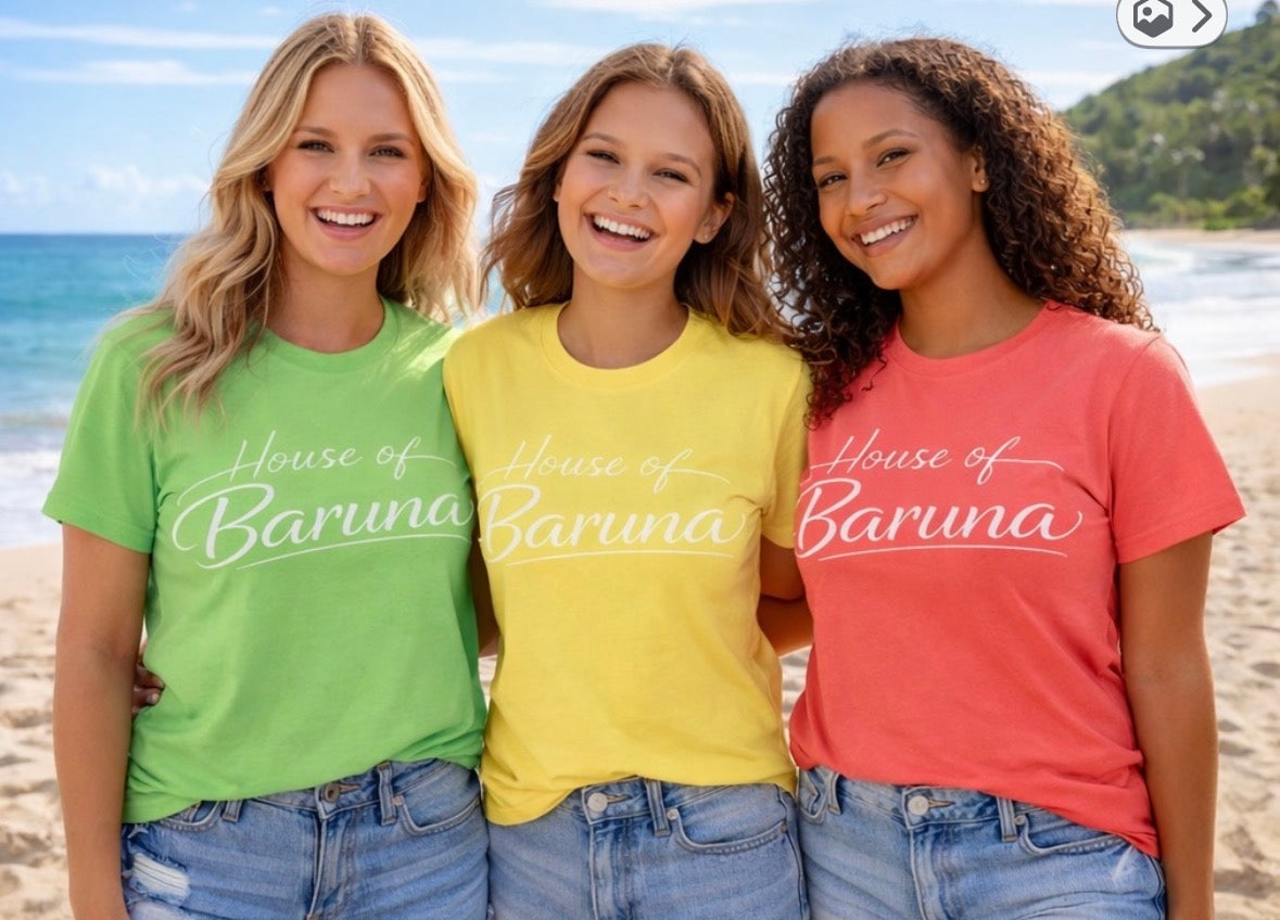 House of Baruna Women’s Beach T'shirt — Coastal Lifestyle Script Logo