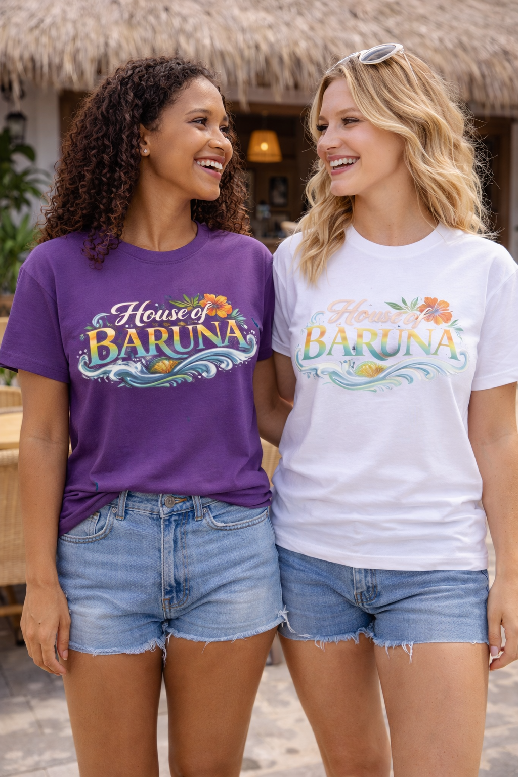 House of Baruna Woman’s Coastal Graphic Tee - Summer Surf T'shirt