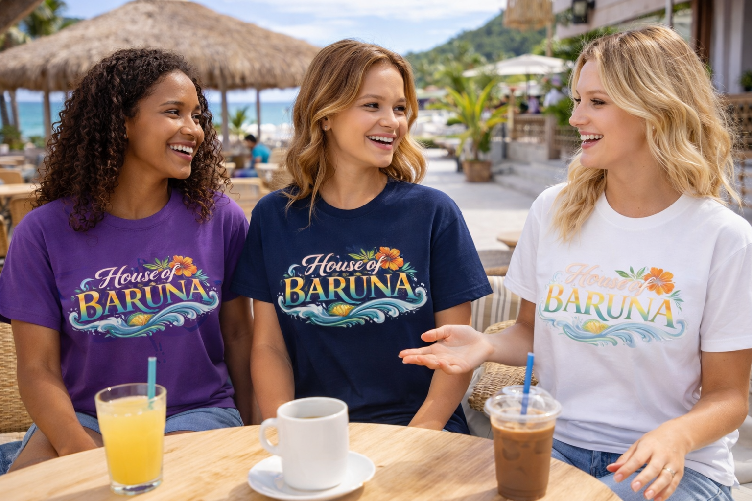 House of Baruna Woman’s Coastal Graphic Tee - Summer Surf T'shirt