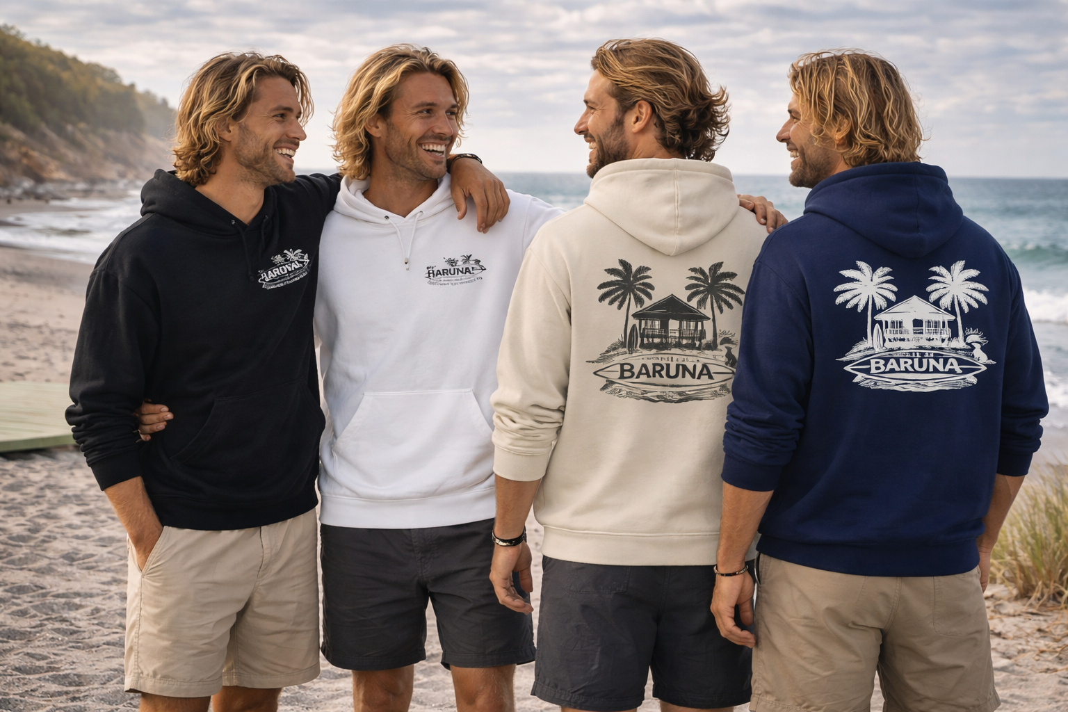 House of Baruna Men's Hoodie — Tropical Palm Beach Shack Sweatshirt