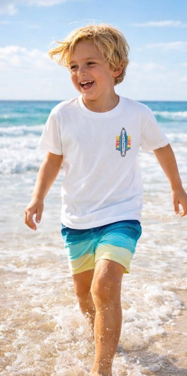 House of Baruna Kids Surfboard T-Shirt - Retro "Ride On" Graphic Tee