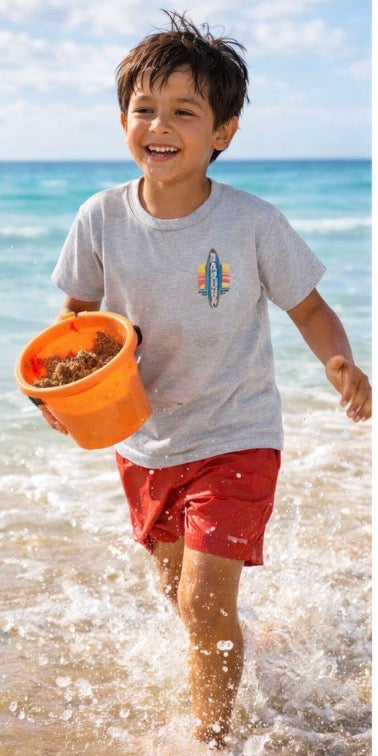 House of Baruna Kids Surfboard T-Shirt - Retro "Ride On" Graphic Tee