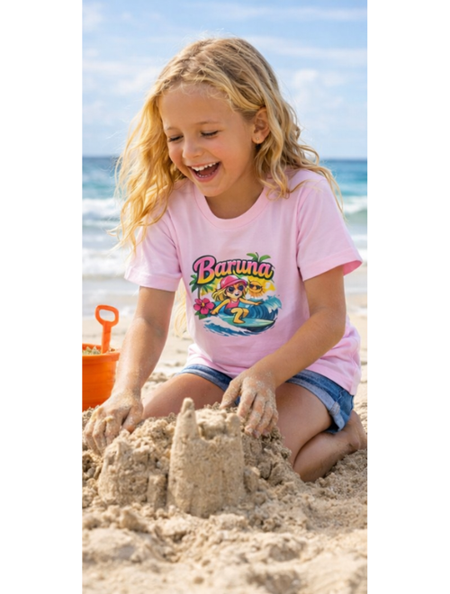 House Of Baruna Kid's T'shirt - Surfing Girl Tropical Beach