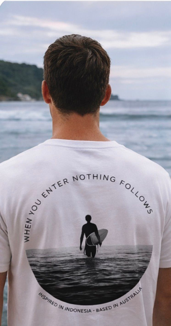 House of Baruna Men's T'Shirt - Surfer Silhouette Tee When You Enter Nothing Follows' Graphic T-Shirt