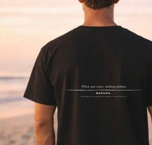 House of Baruna Men's T'shirt Minimalist Text — When you enter nothing follows.