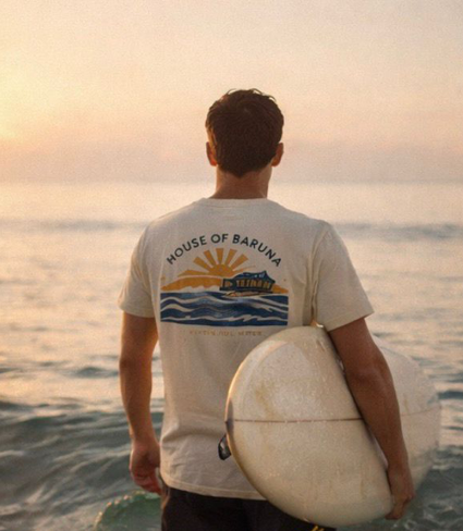House of Baruna Men's T'Shirt Coastal Sunset Tee (When You Enter Nothing Follows)