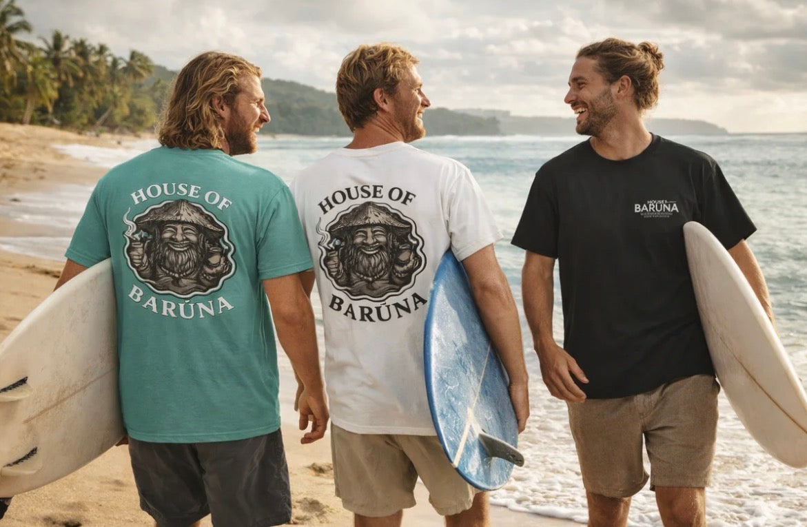 House of Bārūna Men's Vintage Surf T'Shirt  — Premium Retro coastal Style