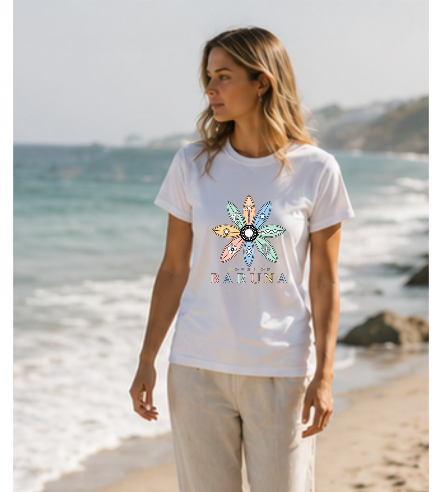 House of Baruna Surfboard Floral Logo Tee