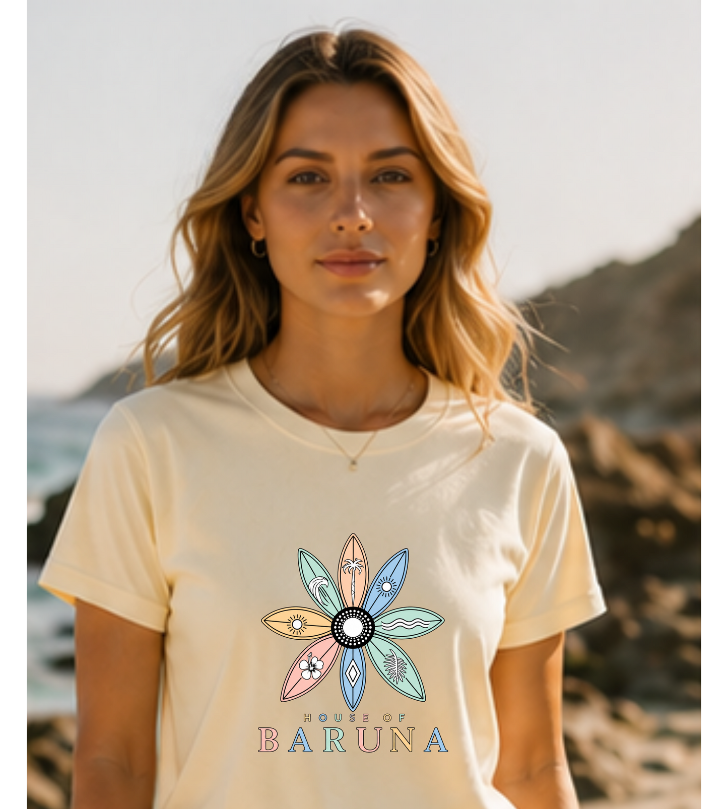 House of Baruna Surfboard Floral Logo Tee