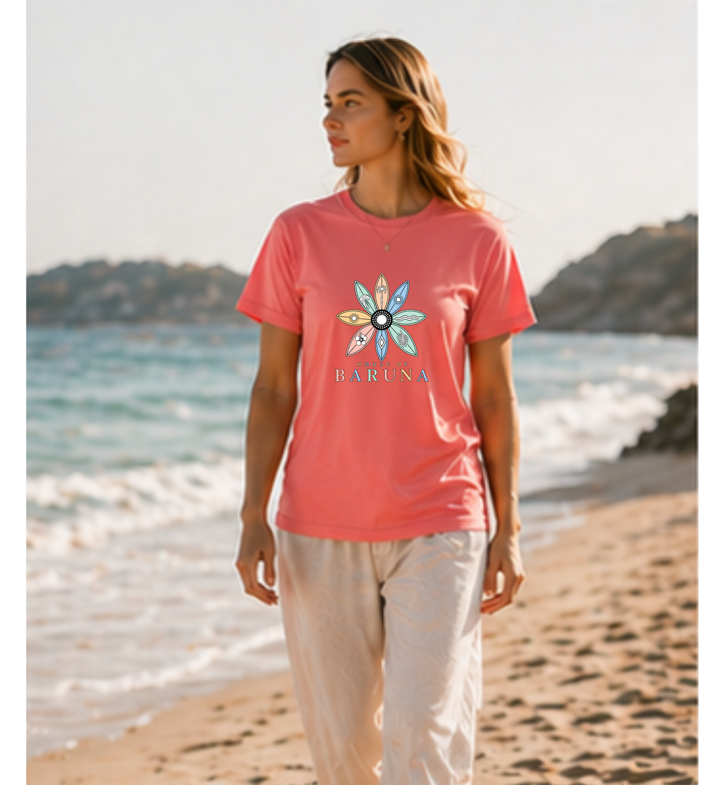 House of Baruna Surfboard Floral Logo Tee
