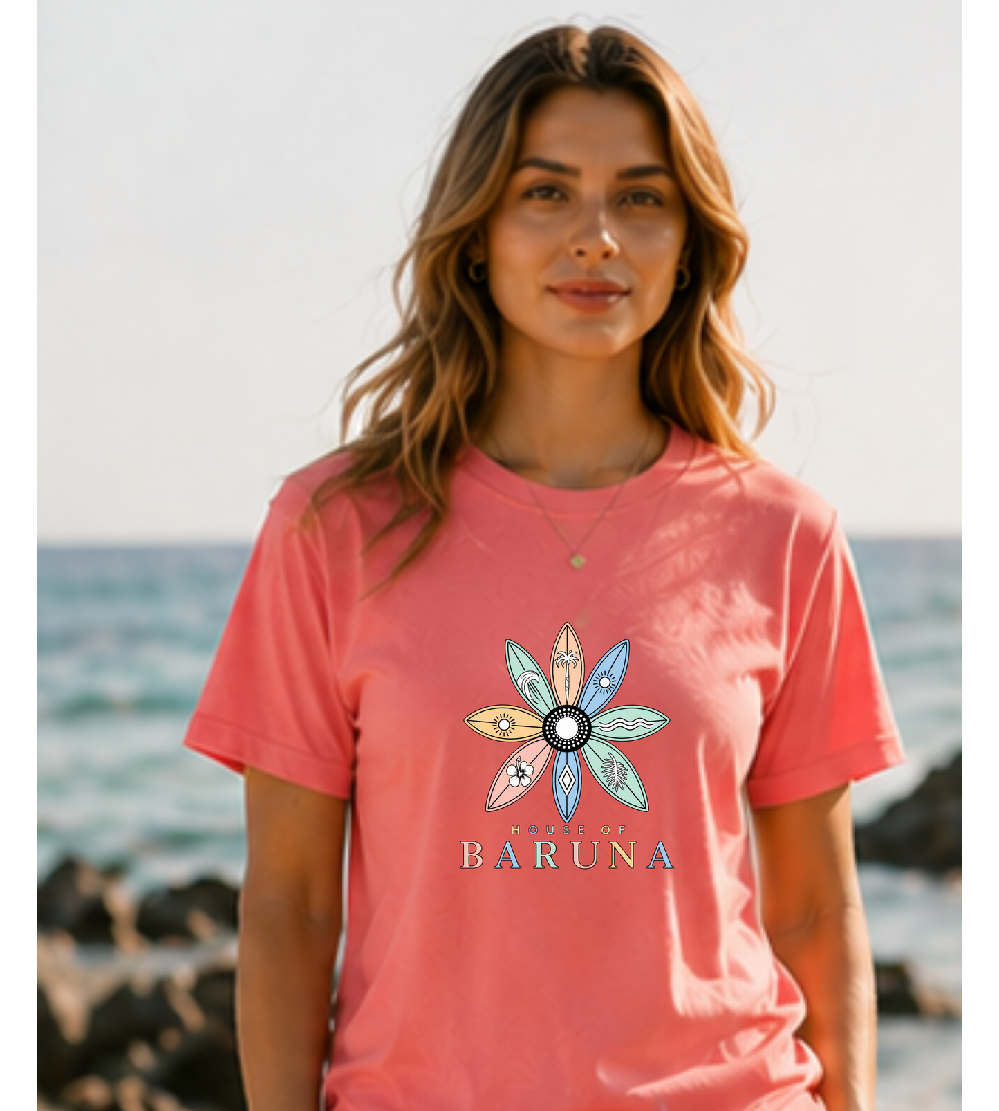 House of Baruna Surfboard Floral Logo Tee