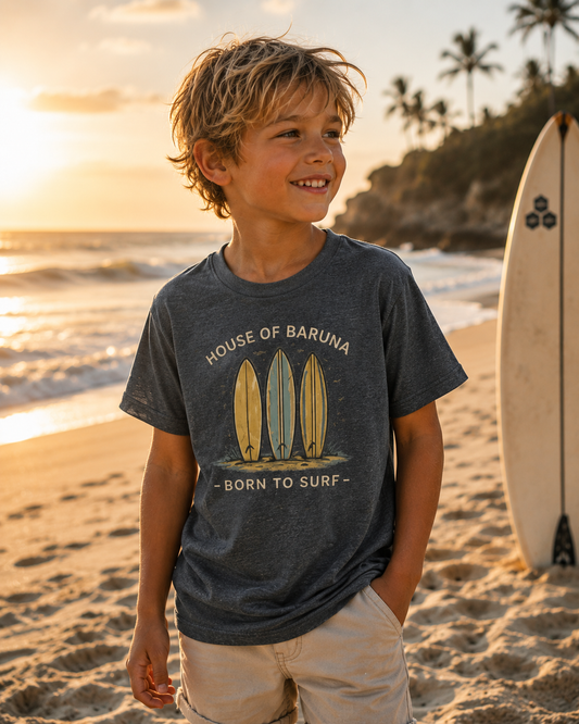 "House of Baruna: Born to Surf" Kid's Tee