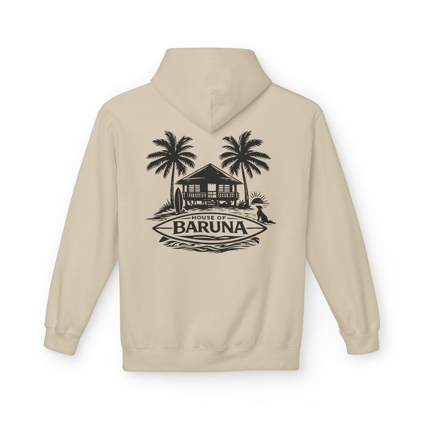 House of Baruna Men's Hoodie — Tropical Palm Beach Shack Sweatshirt