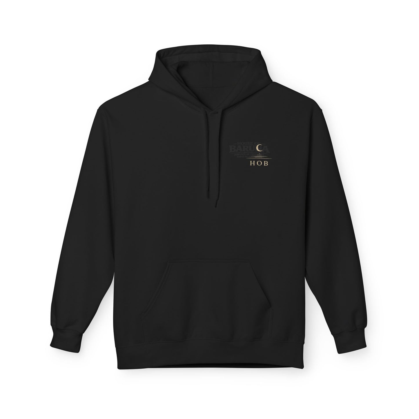 House of Baruna Hoodie — 'HOB: When You Enter Nothing Follows' Minimal Crescent Logo