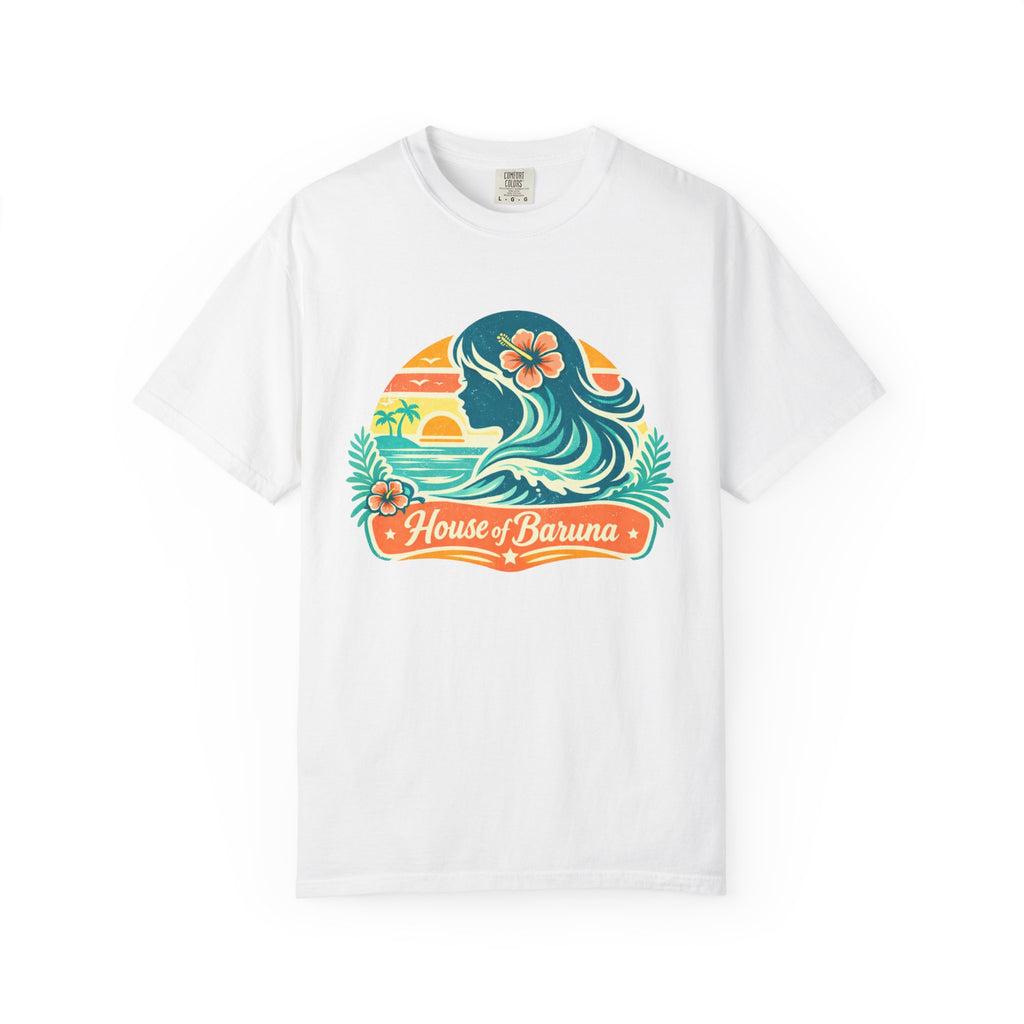House of Baruna Woman's Surf Wave T-Shirt — Tropical Sunset
