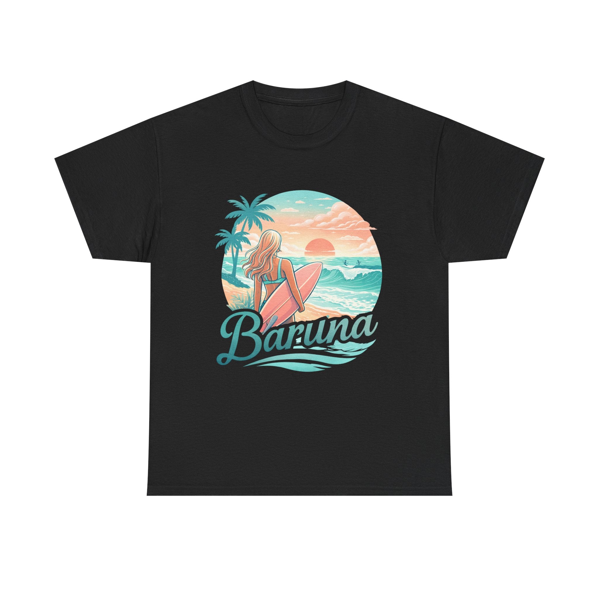 House of Baruna Woman's T'shirt  - Tropical Palm Sunset Graphic Tee