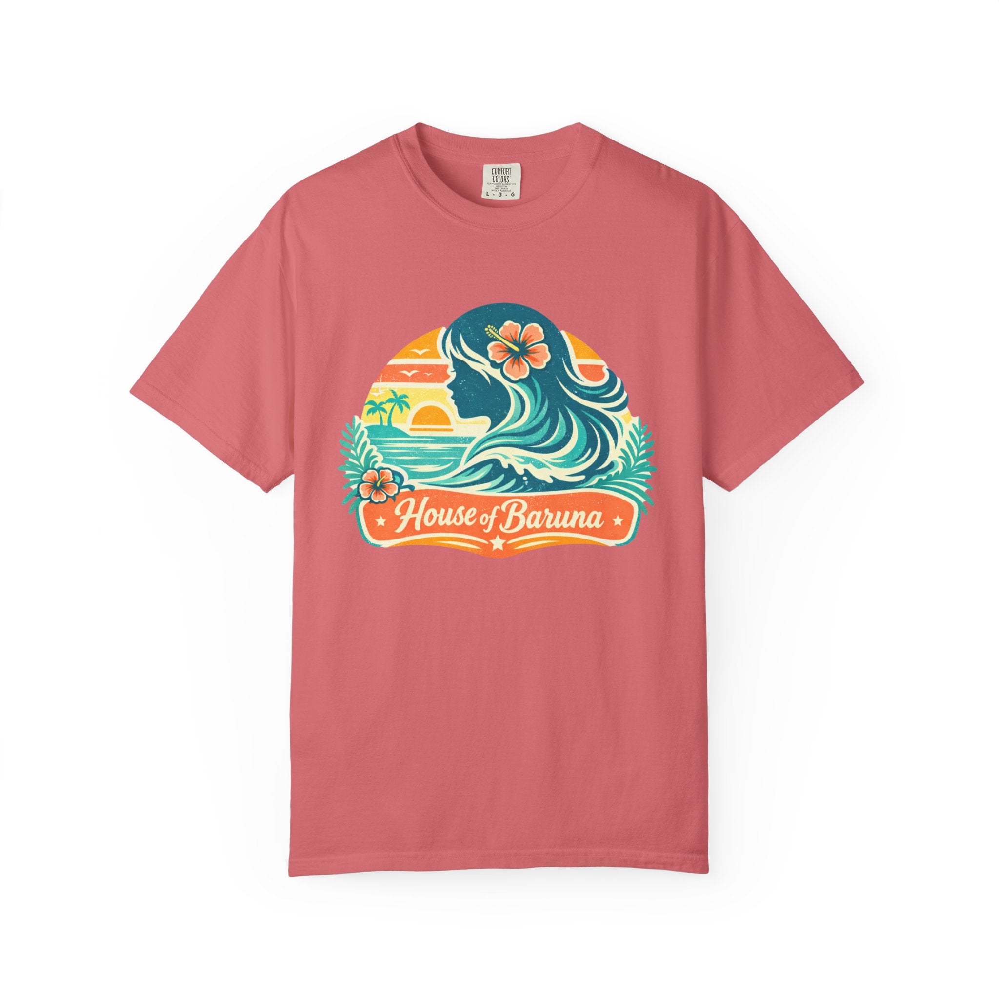 House of Baruna Woman's Surf Wave T-Shirt — Tropical Sunset