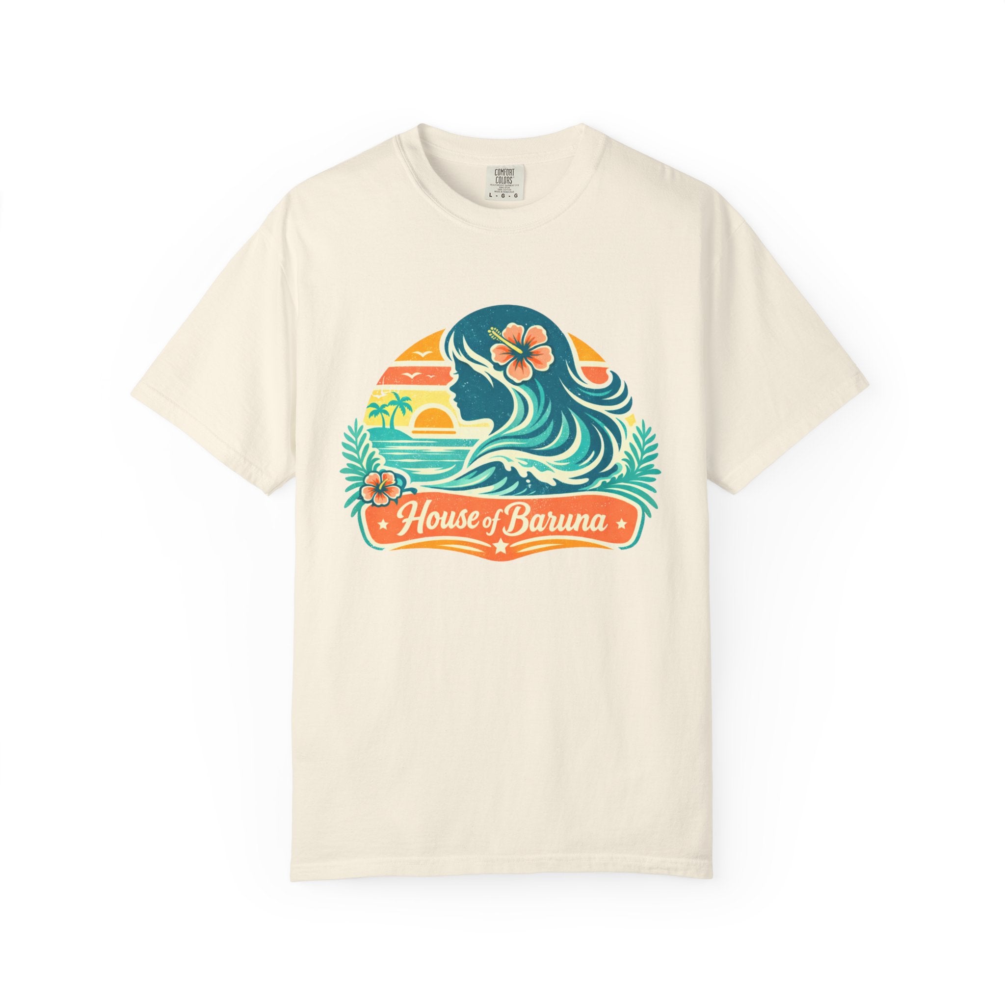 House of Baruna Woman's Surf Wave T-Shirt — Tropical Sunset