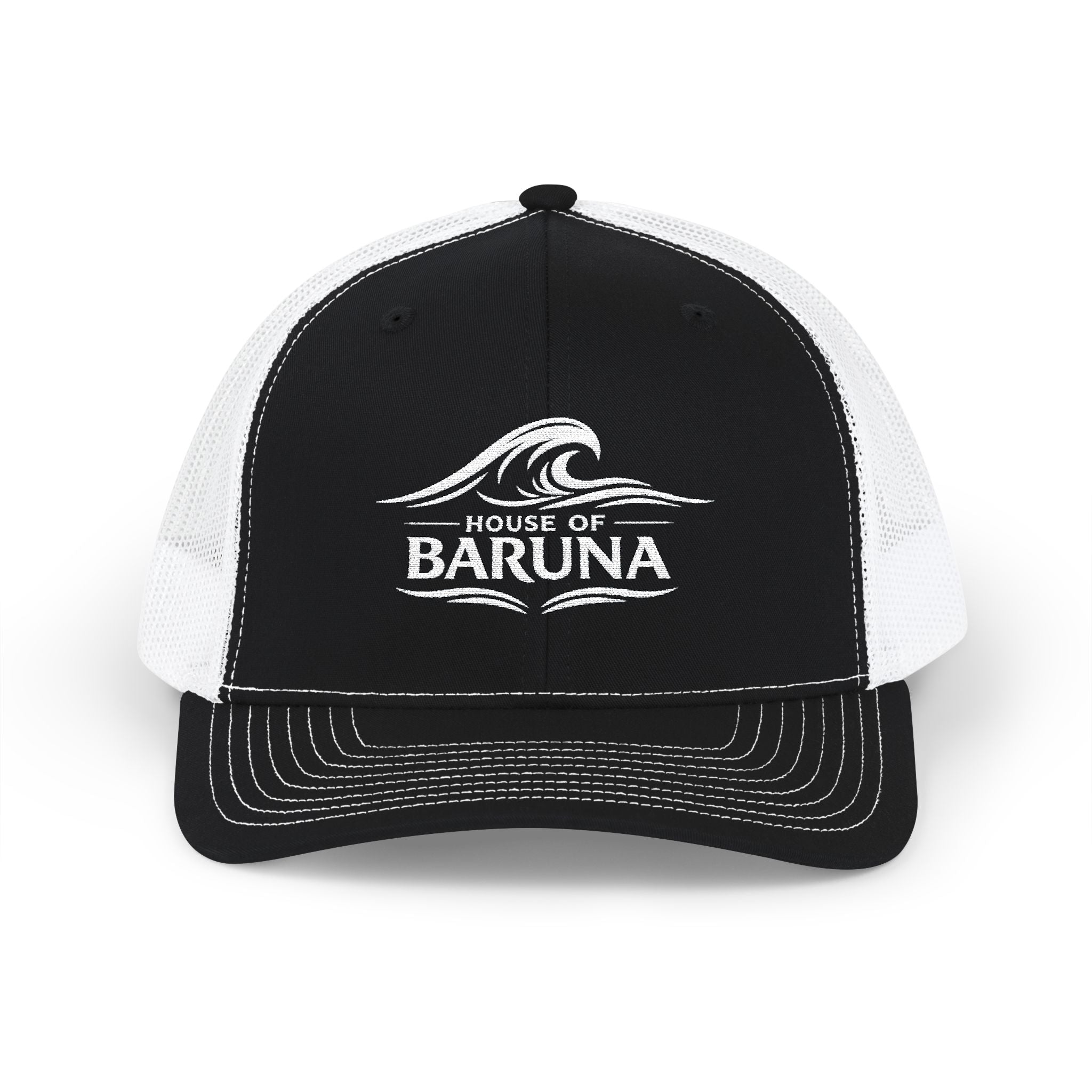 House of Baruna Embroidered Wave Trucker Cap|Hat