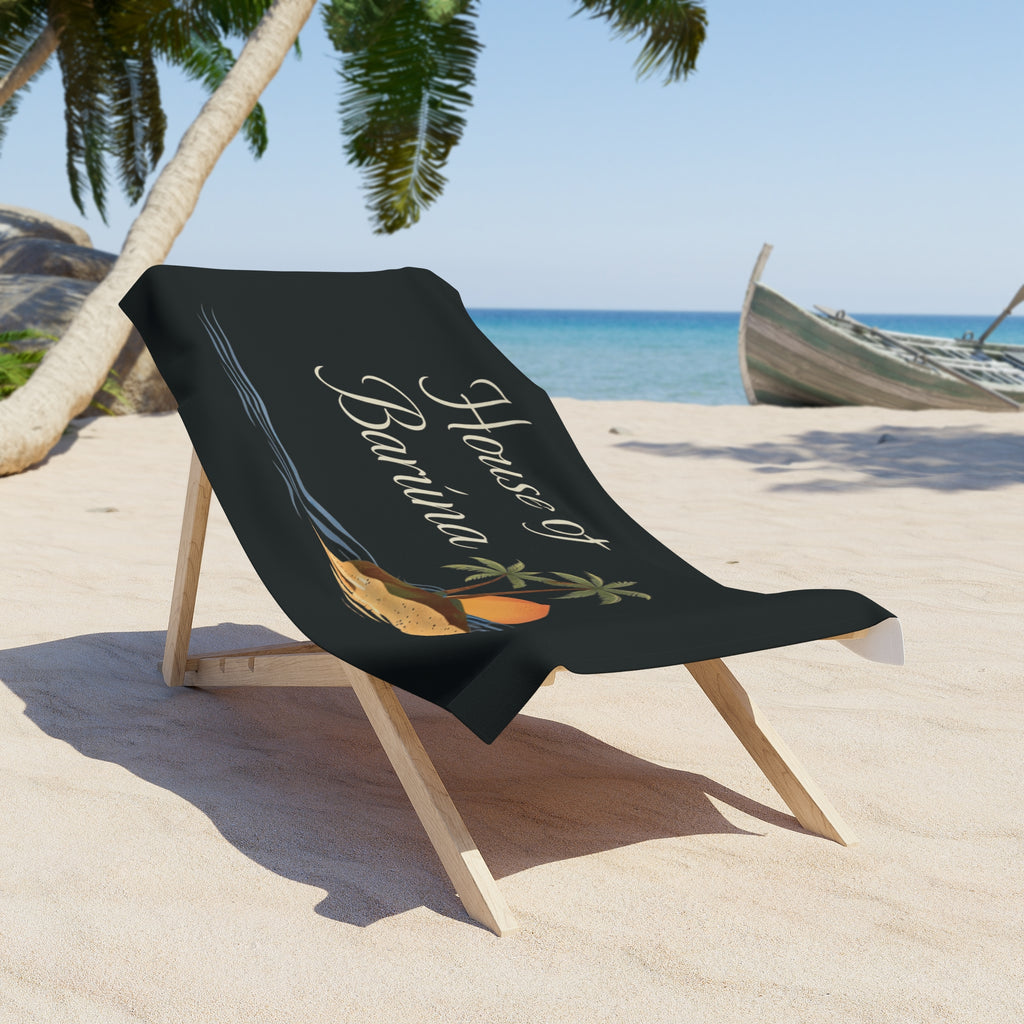House of Baruna Tropical Beach Towel – Surf Island Sunset Design