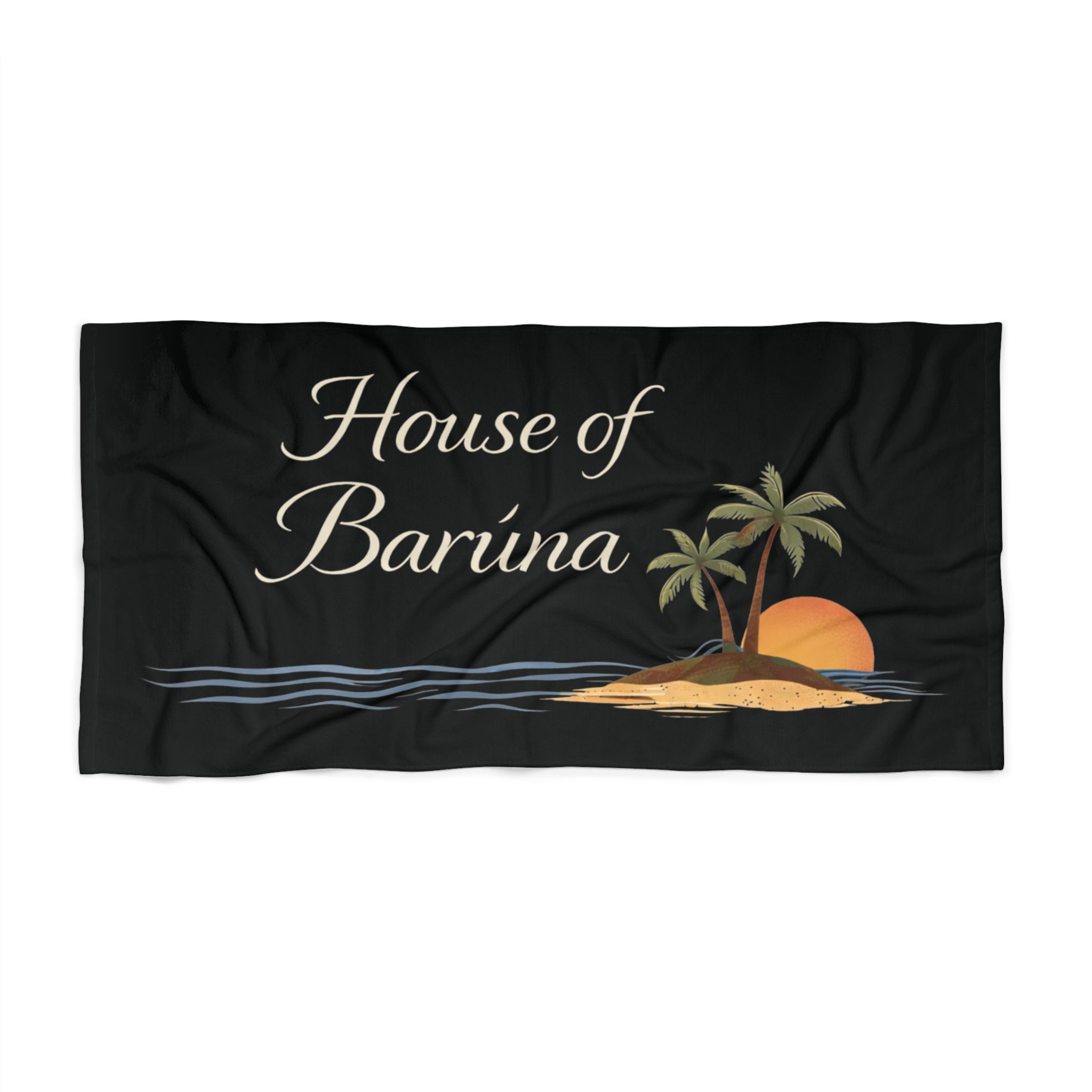 House of Baruna Tropical Beach Towel – Surf Island Sunset Design