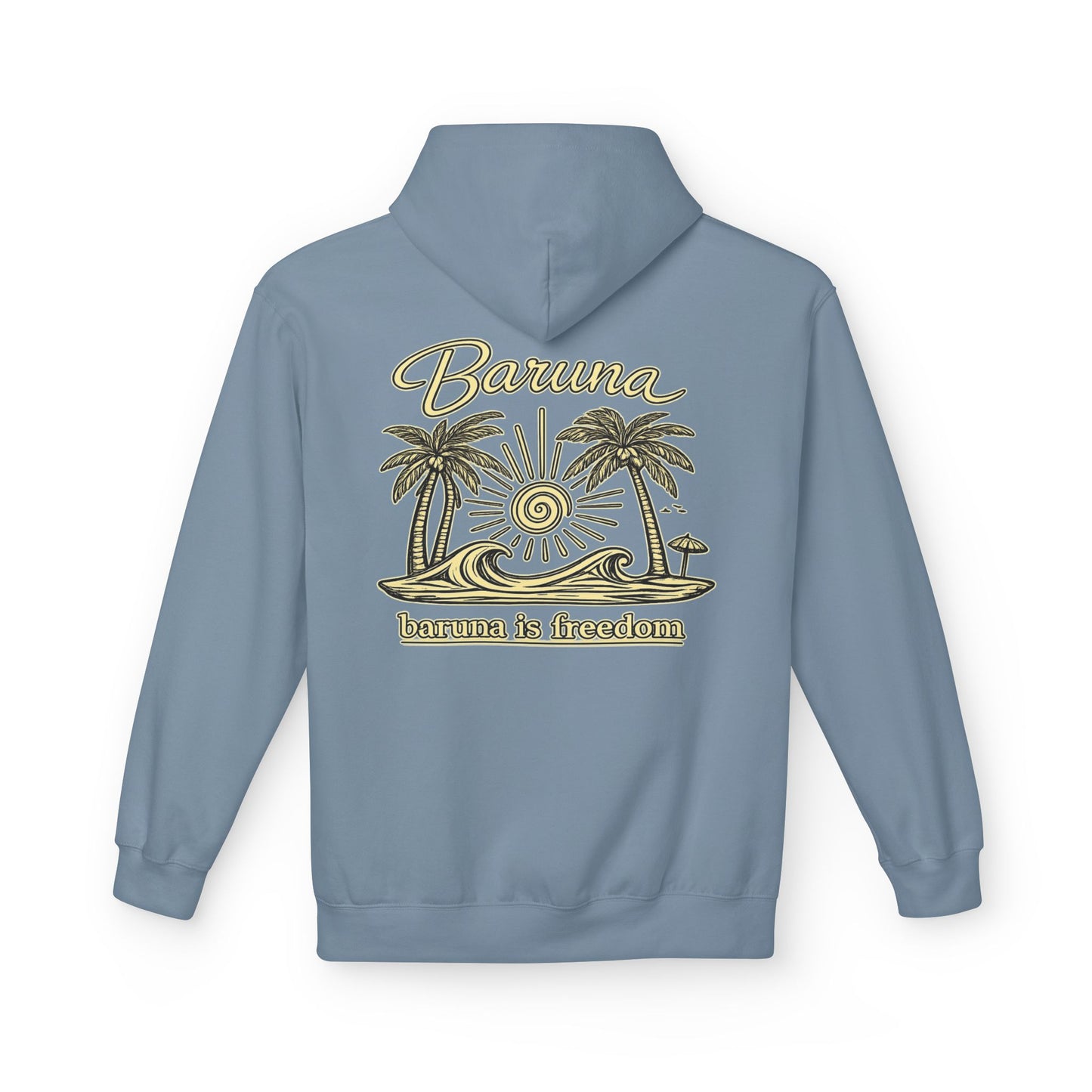 Baruna Island Hoodie — 'Baruna is Freedom' Palm Tree Surf Pullover
