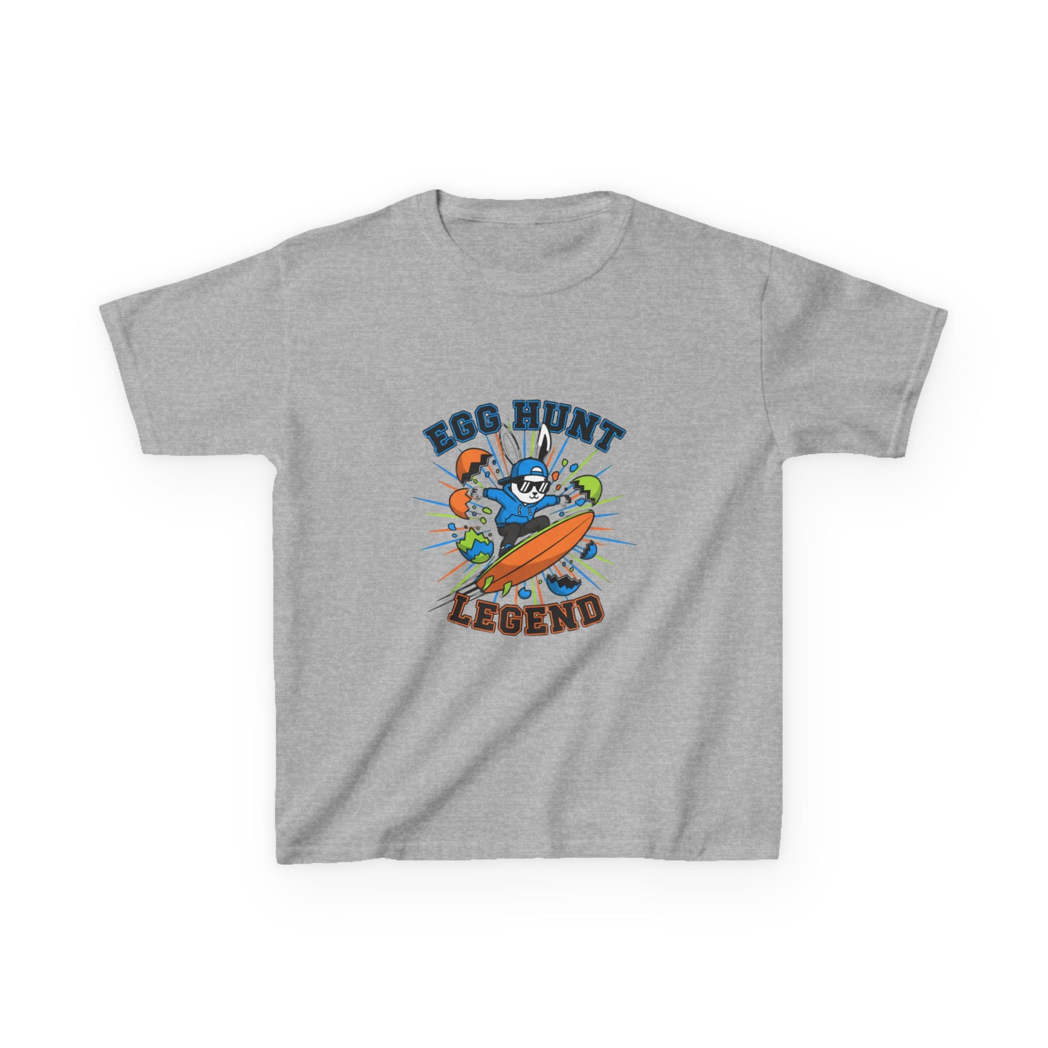Kids Tee — "Egg Hunt Legend" Easter Bunny Surfing Graphic