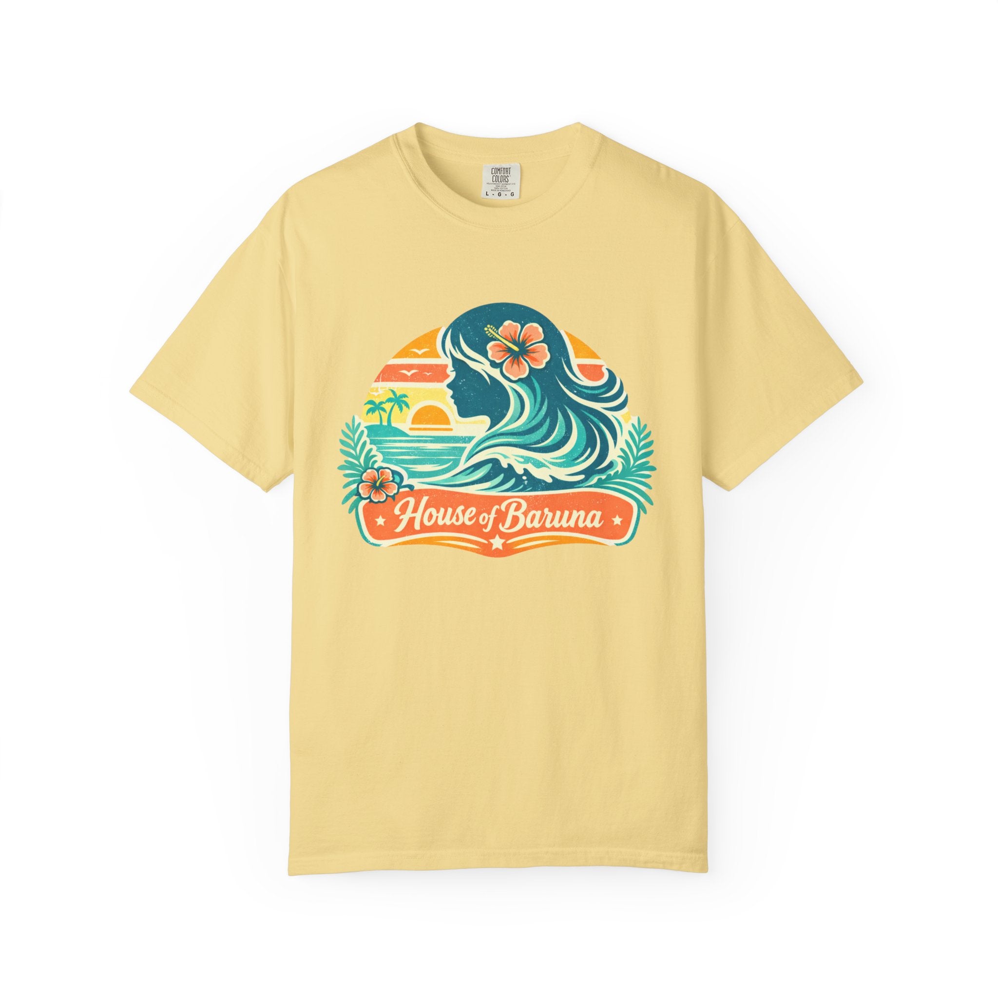 House of Baruna Woman's Surf Wave T-Shirt — Tropical Sunset