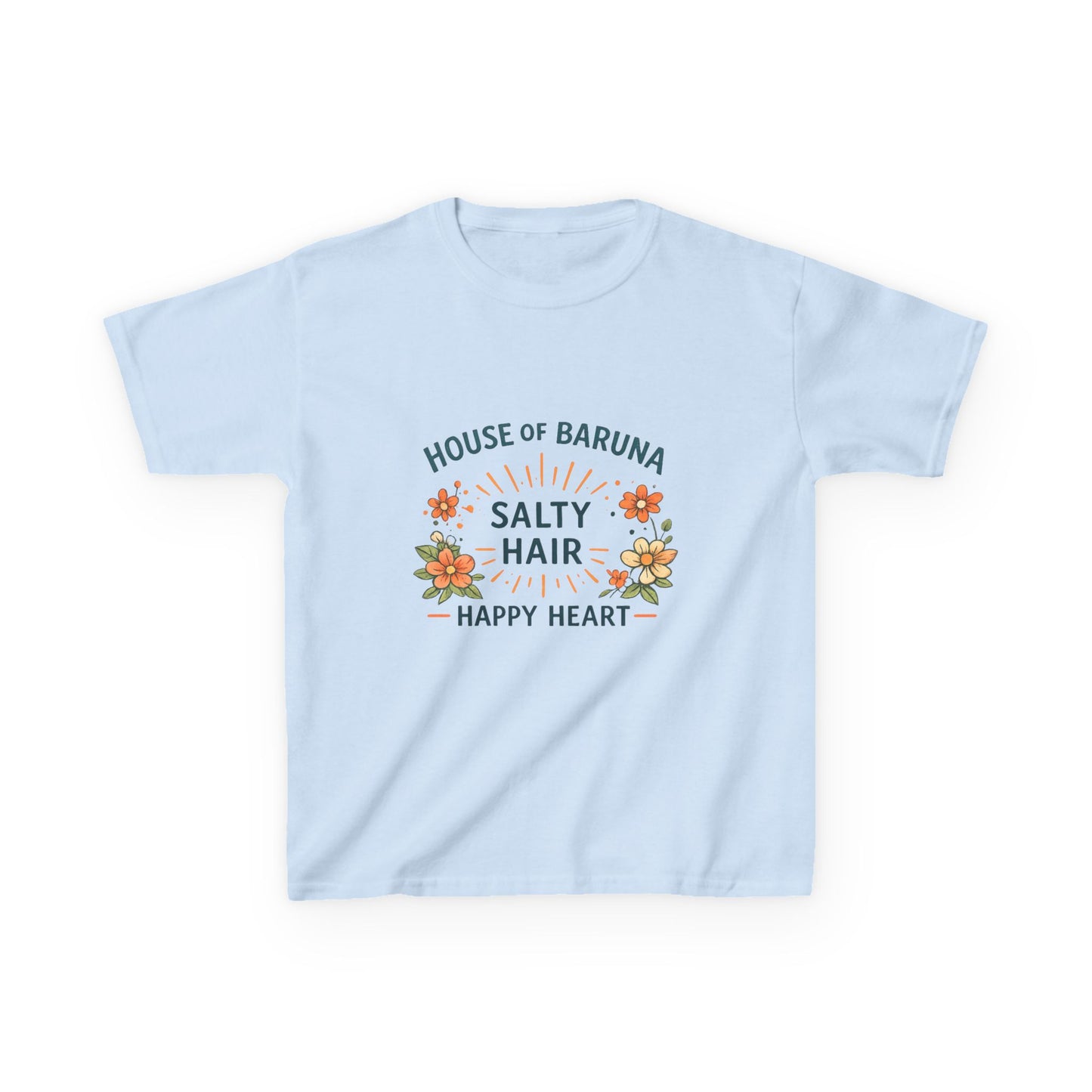 "Salty Hair, Happy Heart" Floral Beach Kid's Tee